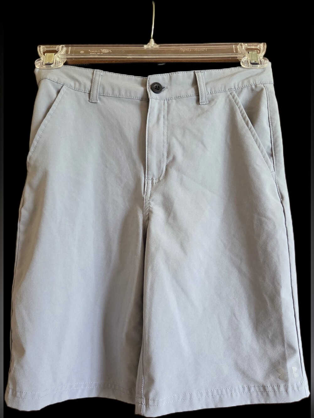 Under Armour Boys Light Gray Flat-Front Performance Shorts